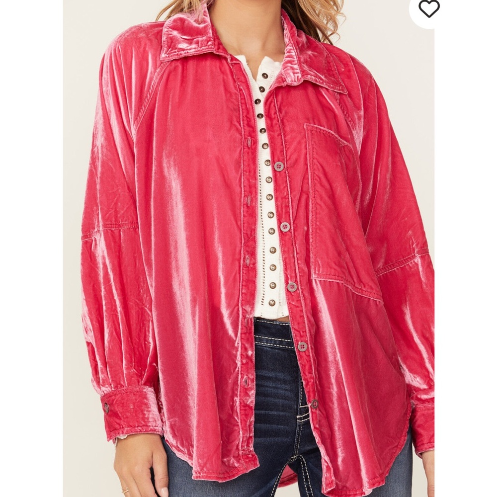 Free People Women's Night Skies Pink Velvet Shirt